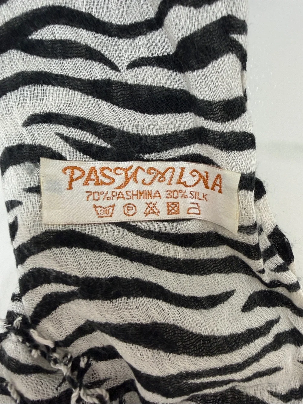 pashmina Black & White Zebra-Print Scarf